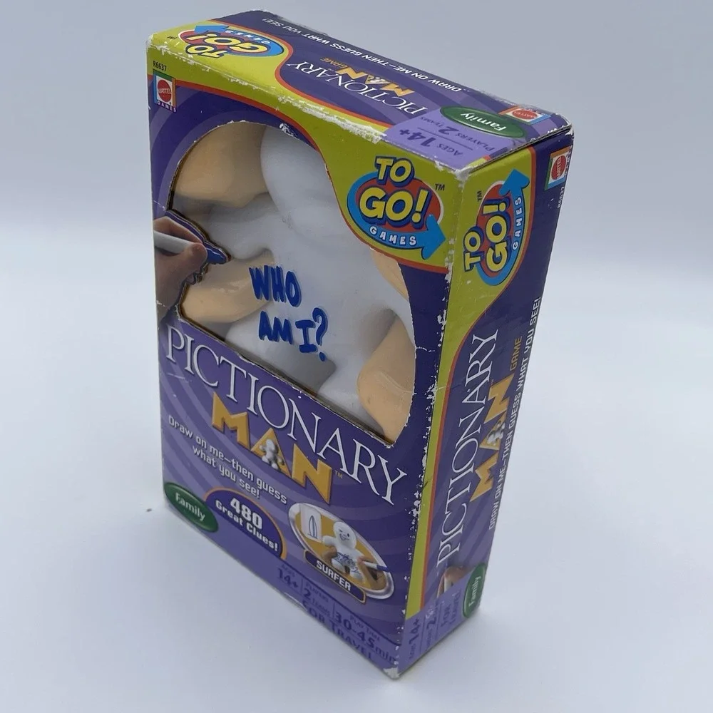 Pictionary Man To Go Travel Edition Game Mattel R6537 480 Clues New Contents‎